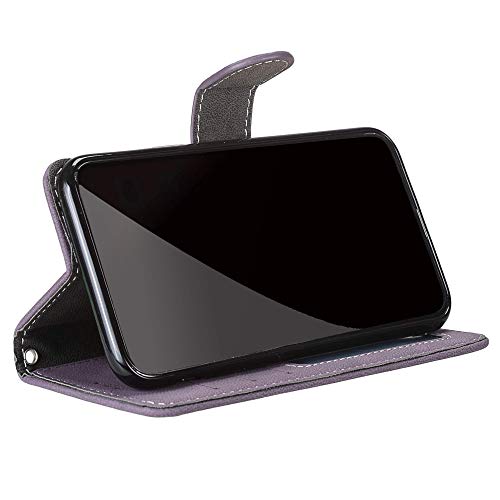 Capa para ZTE Blade V9 Vita proteção de couro PU com 3 compartimentos para cartões capa flip (Purple