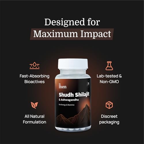 Image of ForMen Shudh Himalayan Shilajit & Ashwagandha Capsules for Men | Ayurvedic Supplement for Energy and Power | 30 Count (Pack of 2)