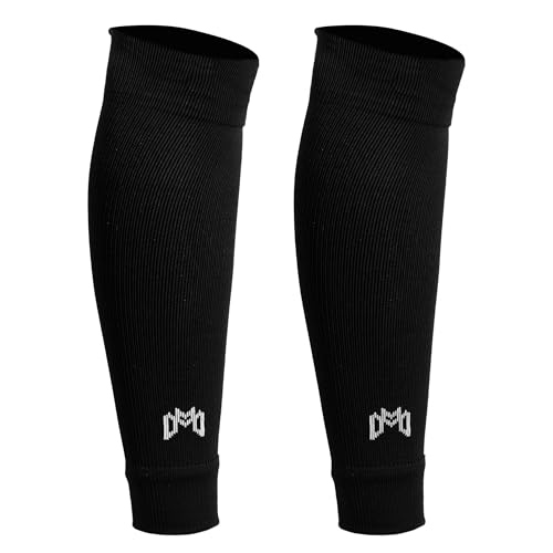 MediCaptain Pre Cut Soccer Sock Sleeves Companion for Soccer Grip Socks Securely Holds Shin Guards Compression Leg Warmer (US Alpha One Size Regular Regular Black)
