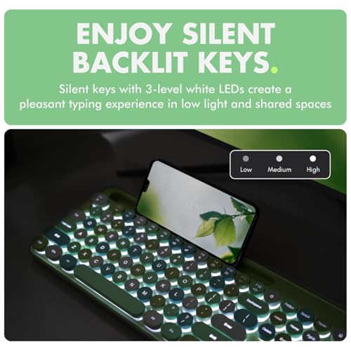 X9 Wired Keyboard and Mouse Combo - Cute Backlit Keyboard with Round Keycaps, 109 Silent Keys Fullsize with Phone/Tablet Dock, Aesthetic and Pastel Colorful Keyboard for Laptop, PC, Chrome - Green