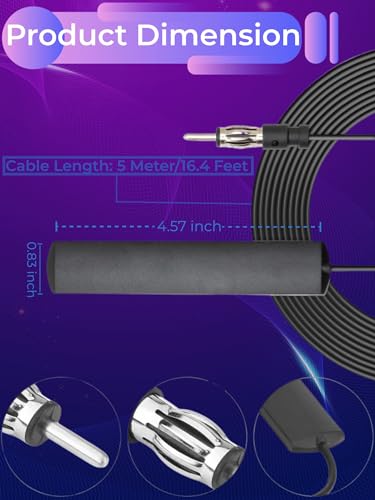 Kuanve Universal Car Radio Antenna Car Stereo Fm Am Hidden Adhesive Mount Patch Antenna Car Radio Media Receiver Player Amplifier Antenna Connector For Vehicle Truck Suv Car thumb #2