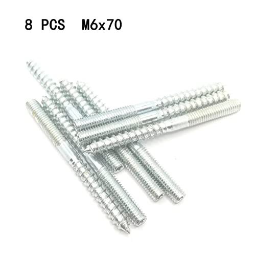Image of Hanger Bolt M6x70 Silvery Double Headed Bolt Self-Tapping Screw for Furniture 8Pcs