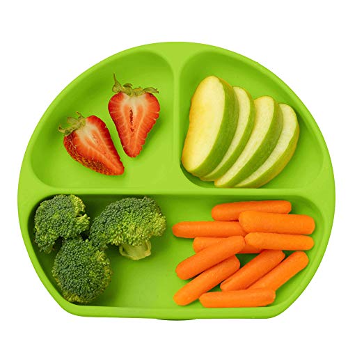 Table-Tot 3-Compartment Plate for Kids, Baby-Safe Silicone, Suction Plates for Toddlers by Juliaire