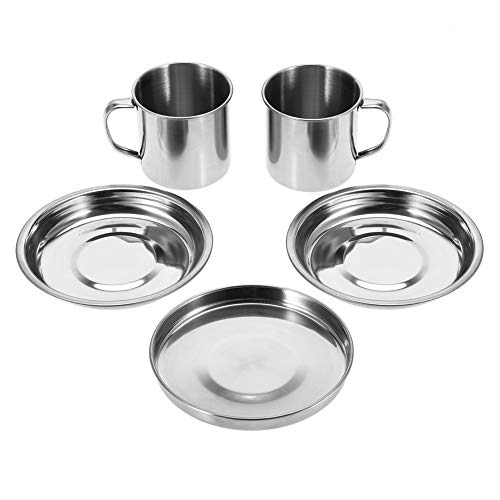 SPYMINNPOO 8Pcs Camping Cookware Set, Portable Stainless Steel Cookware with Foldable Handles for Outdoor Camping Picnic