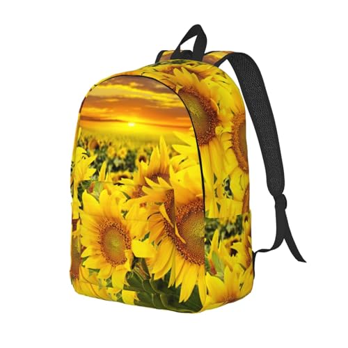 Mochila para laptop de mujer con diseño de girasoles y gran apertura 2