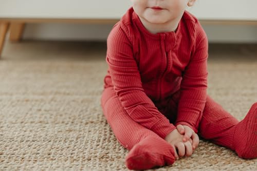 Image of Copper Pearl Baby Zip-Up Footie Pajamas - Soft Stretchy Sleep and Play Footies for Boys and Girls