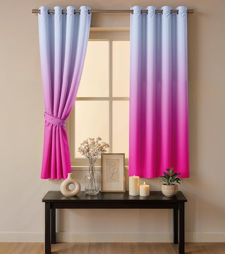 Image of Ultimate Trends Room Darkening Ombre Curtain | Polyester Gradient | Room Doors and Window| 8 FEET Pack of 1,Misty Fuchsia