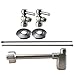 Westbrass D19103BLK-07 1/2" IPS Lever Handle Angle Stop Complete Pedestal Sink Installation Kit with 1-1/4" Euro Flat Trap, Satin Nickel