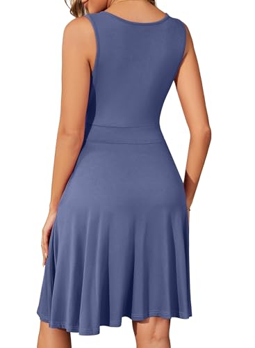 Image of WEACZZY Summer Dresses for Women,Purple Gray,L