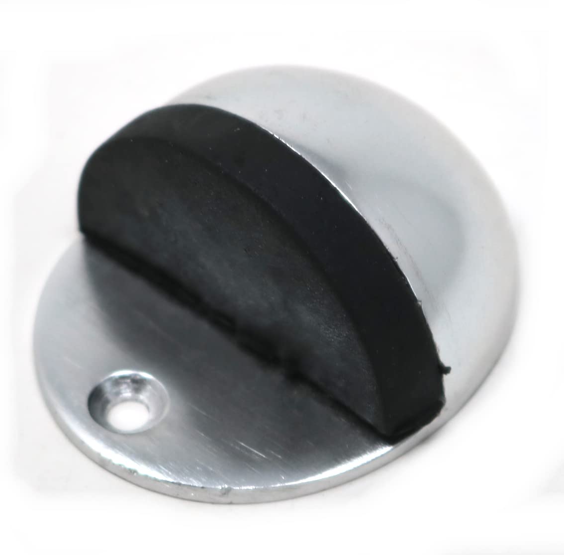Fixte Bright Aluminium Oval Floor Mounted Half Moon Door Stop Stopper 50Mm