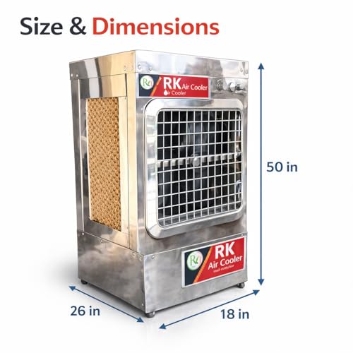 Image of Steel Air Cooler Heavy Duty Desert Air Cooler for Home & Shop | High Airflow Cooling with Honeycomb Pads | Energy Efficient Air Cooler (Silver Finish) 80L