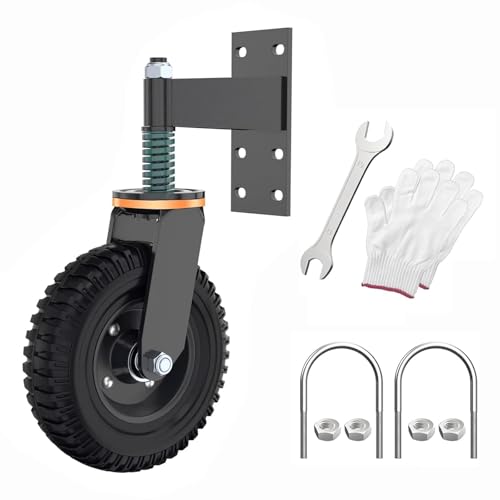 6 Inch Gate Wheel,Made of Iron Solid Rubber, Maximum Weight Capacity 600 Lbs, Corrosion and Rust Resistant, for Wood Gates and Metal Pipe Gates (Yellow Upgrade) by J1JOJO - Used condition - US$42.31