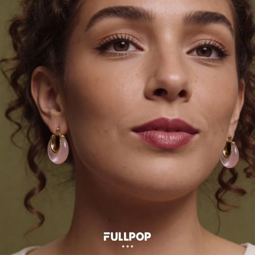 Image of Fullpop Vintage Earrings for Women, Chunky 14K Gold Plated Resin Hoop Earrings Lightweight Hollow Drop Earrings Hypoallergenic Earrings for Women Vintage Anthropologie Jewelry Gifts for Women