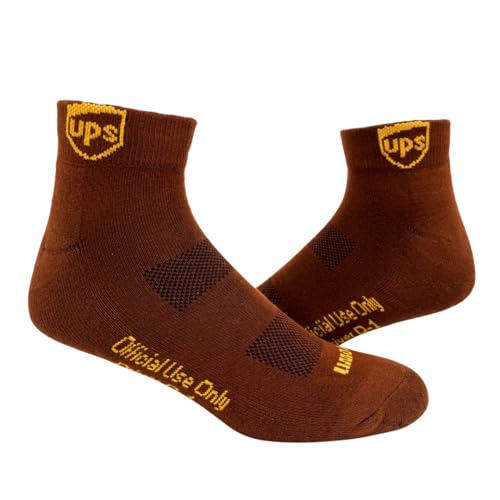 MOXY Socks UPS Low Cut Brown Athletic Socks Premium Knit Ankle Socks with Arch Support Breathable Vent Zones Reinforced Heel and Toe Stay-Put Cuff for Training Work and Everyday Wear