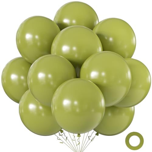 KALOR Avocado Green Balloons 18 Inch 24 Pack Matte Helium Latex Round Balloons for Birthday Wedding Graduation Bridal Shower Baby Shower Party Decorations