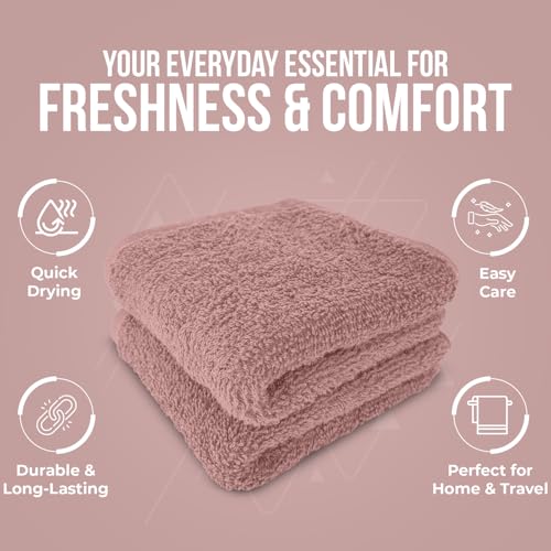 Image of DAN RIVER 24 Pack Wash Cloths for Showering [12x12] - 100% Cotton Washcloths Premium Quality Flannel Face Cloths for Bathroom, Highly Absorbent and Soft Feel Wash Clothes, Dusty Pink