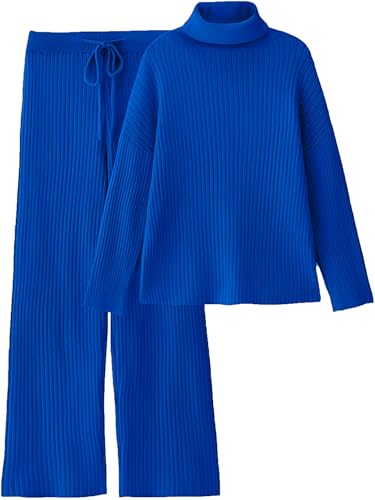 Image of TYSORT Women's Winter Woolen Turtleneck Sweater with Pajama | Warm Winter Wear Cord Set | Woolen Tracksuit Loungewear Set