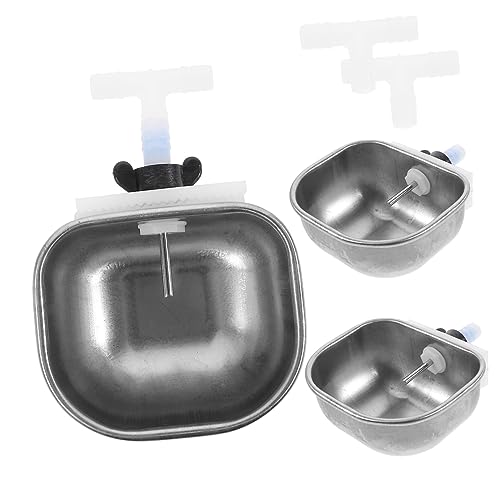 VICASKY Stainless Steel Rabbit Drinking Bowl 3pcs Set Small Pet Water Dispenser for Bunny -Splash