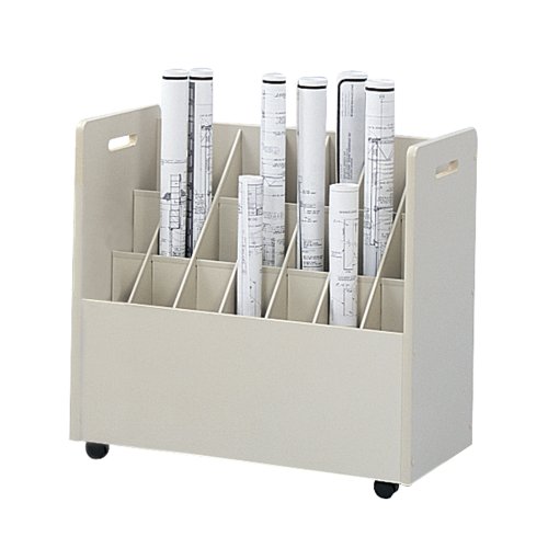 Safco Products 21-Compartment Mobile Roll File Cart | Grandstand Design with 8 Compartments | 50 lbs. Weight Cap. | Durable Furniture Grade Particleboard, Textured Vinyl & Laminate Finish -  3043