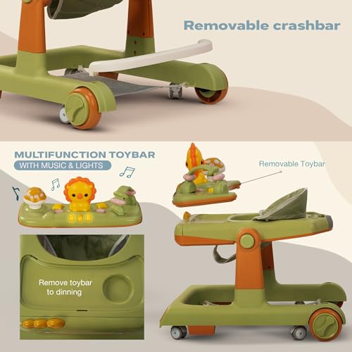 Image of Baybee Baby Walker for Kids with Height Adjustable & Tray, Activity Walker for Baby with Musical Toy Bar (Zeni Green)