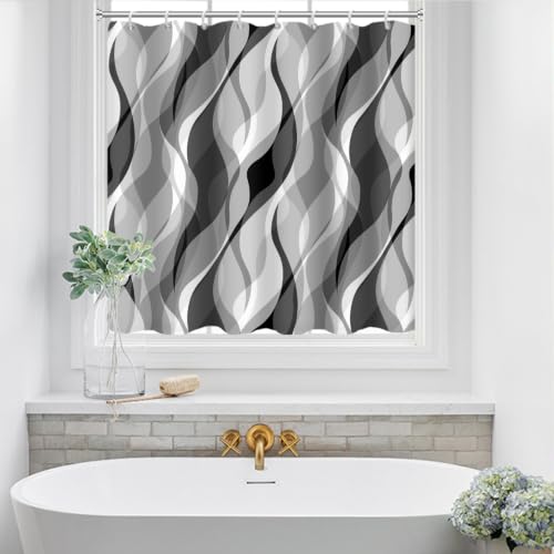 Ruelvth Grey Striped Shower Window Curtain for Bathroom 40x36 Inch