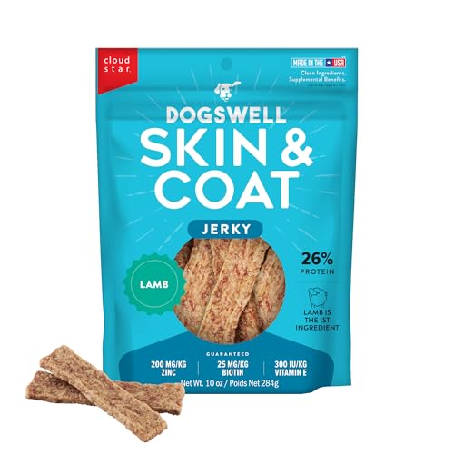 Dogswell Skin & Coat Jerky Dog Treats, Lamb, 10 oz. Bag