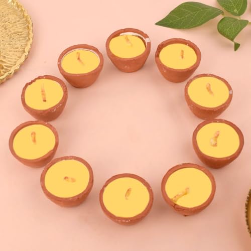 SATVIK 60 Min Nitya Pujan Mechas con Diya sin Cera Pack 10 miniatura 3