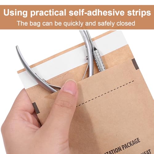 WeddHuis 50 Stück Sterilisationsbeutel 130 x 200 mm Selbstklebend für Maniküre- und Pediküre-Werkzeuge, Kosmetikinstrumente, Tätowierbedarf, Kompatibel mit Sterilisator und Autoklav