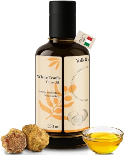 YOLIOO White Truffle Oil | Made with Extra Virgin Olive Oil | Made in Italy | Cold Pressed Early Harvest Infused Truffle Oil | High Polyphenols EVOO | 250ml