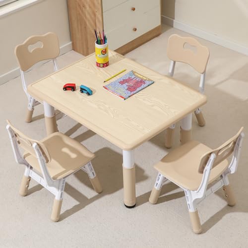 Hulaibit Toddler Table and Chairs, Kids Table and 4 Chairs