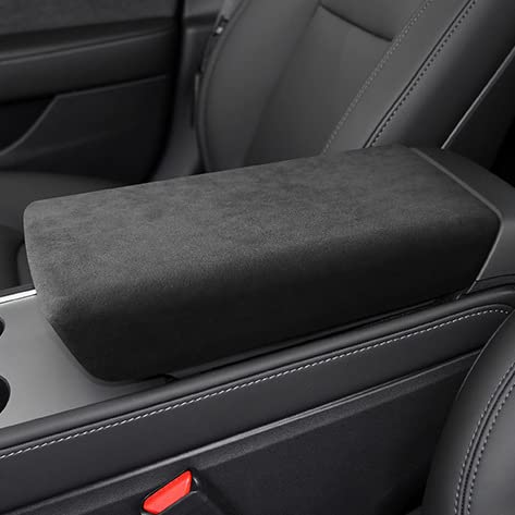 Copri Bracciolo In Alcantara Italia Per Tesla Model 3/Y | Protezione Console Centrale, Morbida E Antigraffio, Nero
