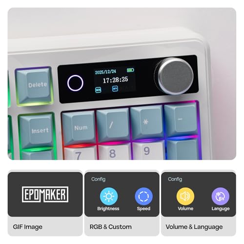 Image of EPOMAKER TH99 PRO 96% Mechanical Keyboard with Screen & Knob, 10000mAh, 2.4Ghz /BT, Hot Swap, Custom Driver, RGB Backlight, PBT Keycap, Wireless Gaming Keyboard for PC /Mac (Blue&White, Sea Salt Silent)