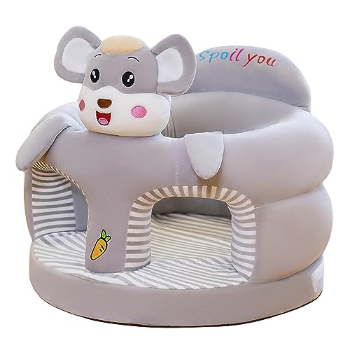 Image of Baby Seat Baby Sit up Chair Cartoon Animals Plush Sofa Seat Toddler Baby Learn to Sit up Chair Sofa Washable Cover for Back Head Support Sitting Infant Seat
