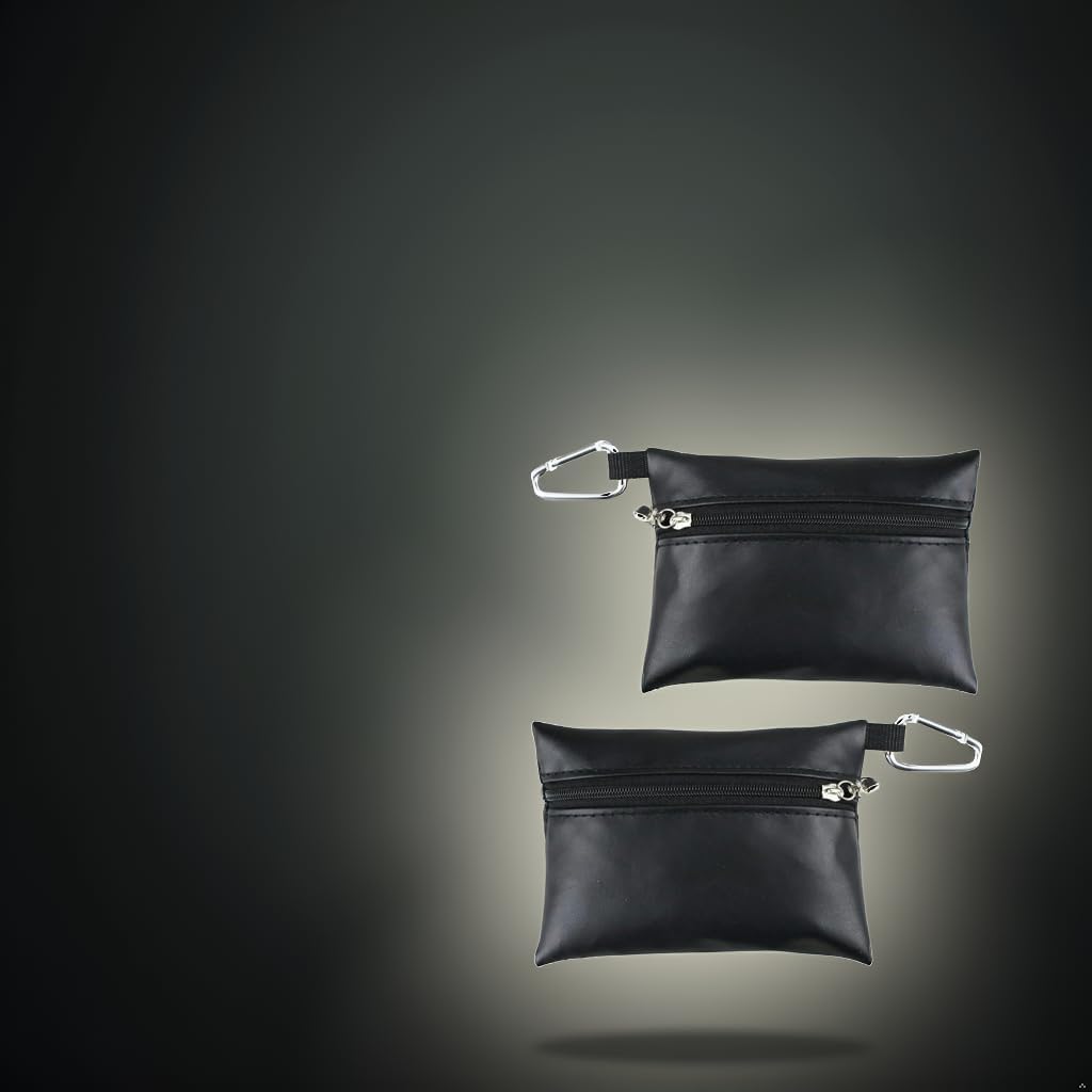2Pcs Black Mini Golf Tee Pouch Bag, Resistant Golf Ball Tee Storage Bag Leather Golf Tees Pocket with Zipper, Golf Supplies Accessories, Golf Club Bag Accessories