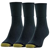 GOLDTOE Women's Anklet Socks, 3-Pairs, Black, Shoe Size: 6-9