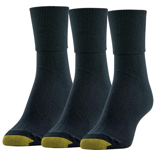 GOLDTOE Women's Anklet Socks, 3-Pairs, Black, Shoe Size: 6-9