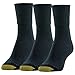 Gold Toe Women's 3-Pack Anklets Turn Cuff Sock, Black, Size 9-11