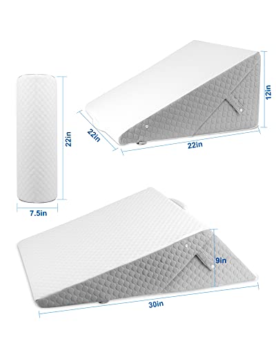 Forias Wedge Pillows Set For Sleeping Bed Wedge Pillow For After Surgery 9&12 Inch Adjustable Triangle Pillow Wedge With Premium Half-Moon Memory Foam Bolster Pillow For Acid Reflux Gerd Snore Relax #TOP6