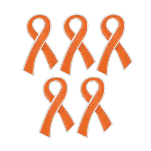 Image of 1 /2 /5 /10 /25 /50pcs Orange Ribbon Awareness Pins for Kidney Cancer, Leukemia, Multiple Sclerosis, Hunger, Gun Violence /Mass Shooting Awareness - Perfect for Support Groups, Gift-Giving, and Fundraisers