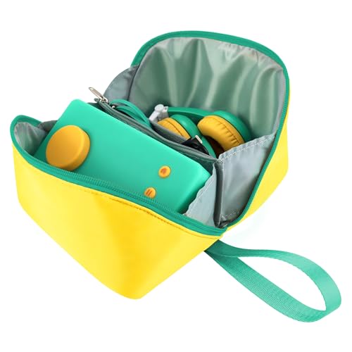 Housse Lunii et casque Octave : sacoche de transport jaune rigide pour boîte à histoires