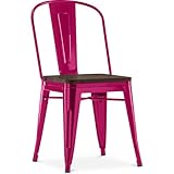 Iconik Interior Tolix Style Silla de comedor - Diseño industrial - Madera y acero - Stylix fucsia
