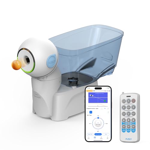 PUSUN Dora Smart Pro Table Tennis Robot–Desktop Ping Pong Ball Machine with Remote & App Control, 200+ Pre-Saved Training Drills, Triple-Motor Spin/Speed/Landing Adjustment for Solo Training
