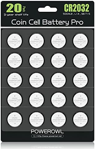 POWEROWL High Capacity CR2032 Battery (20-Pack) 3v Lithium Batteries, 10 Years Leak-Free, Long Lasting Cr 2032