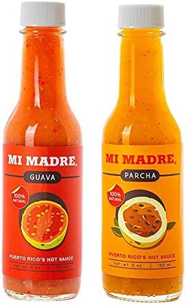 Mi Madre Hot Sauce from Puerto Rico, Two Flavor Variety, Guava and Passion Fruit, 5 Ounce