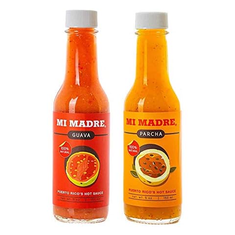 Mi Madre Hot Sauce from Puerto Rico, Two Flavor Variety, Guava and Passion Fruit, 5 Ounce Cover