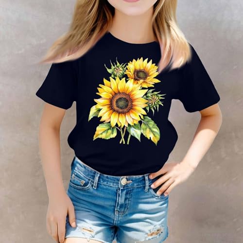 Cute Sunflower Dandelion Graphic T Shirts for Girls Short Sleeve Tshirt Summer Crewneck Top Cotton Loose Basic Tee4