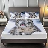 Tiger Spannbettlaken 180x200cm Süße Tiere Bettlaken 3D Erwachsener Spannbetttuch 180x200 Spannbetttücher Topper 30 cm Höhe Weiche Mikrofaser mit 2 Kissenbezügen a.10235