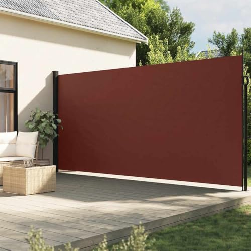 Seitenmarkise Ausziehbar Braun 200x500 cm, Wasserfest UV-beständig Polyester Sichtschutz für Balkon Terrasse Garten, Wind- & Sonnenschutz Außenbereich, Flexible Privatsphäre Oase