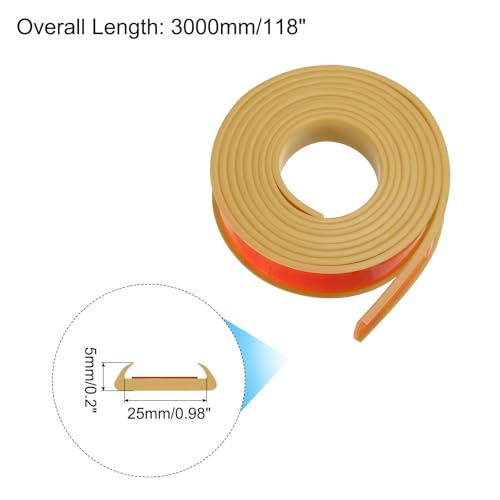 Image of uxcell U Shape Furniture Edge Banding, 3 Meters Self Adhesive Flexible Edging Trim, 5x25mm TPE Edge Guards for Cabinets Furniture Repair Restoration, Beige