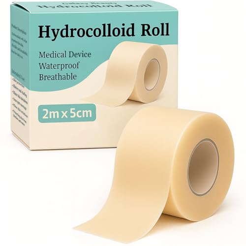 Hydrocolloid Roll 5cm x 2m Cut-to-Size Waterproof Dressing Flexible & Skin-Friendly Protective Tape for Blisters and Skin Protection Self-Adhesive & Latex-Free